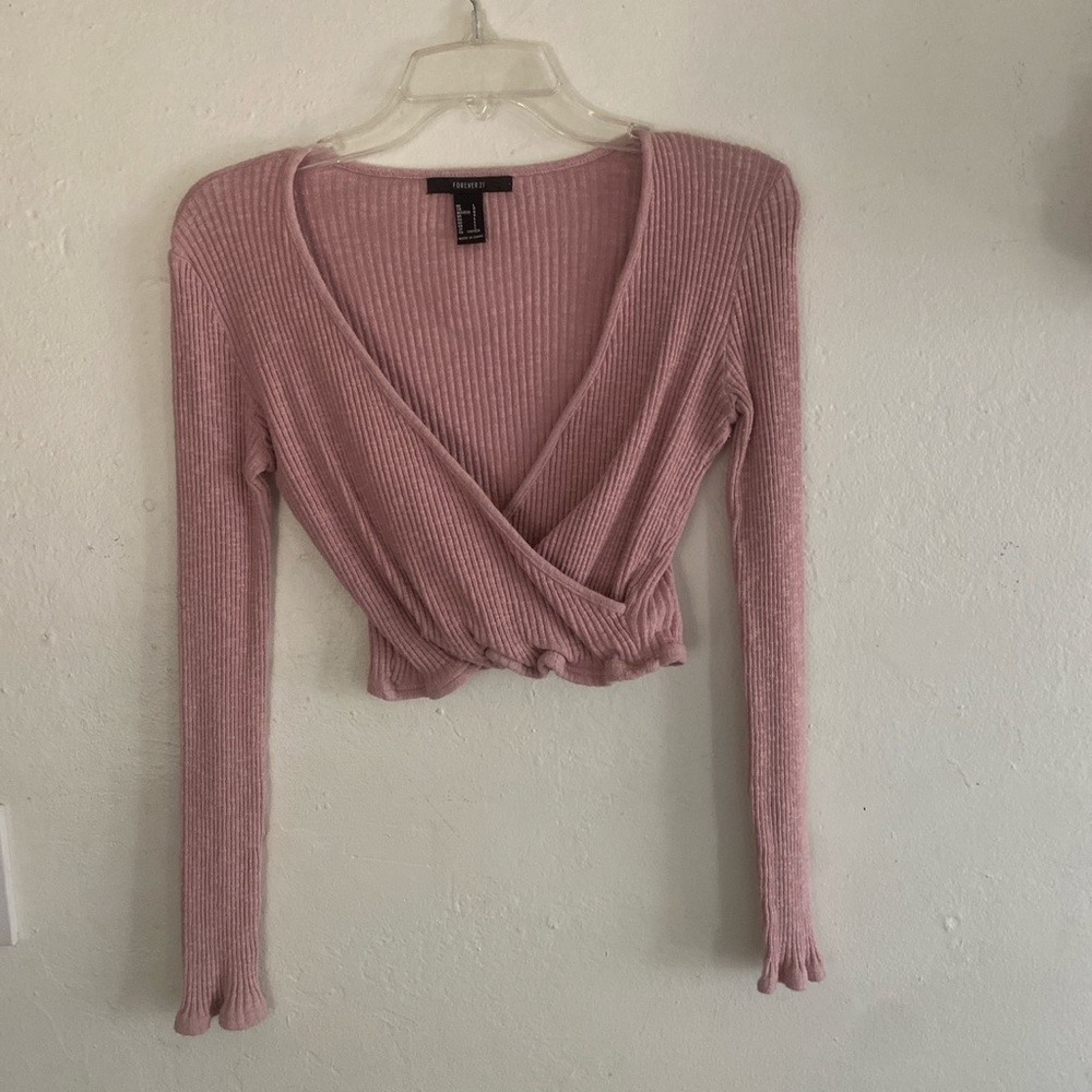 Pink cross cropped ballet top